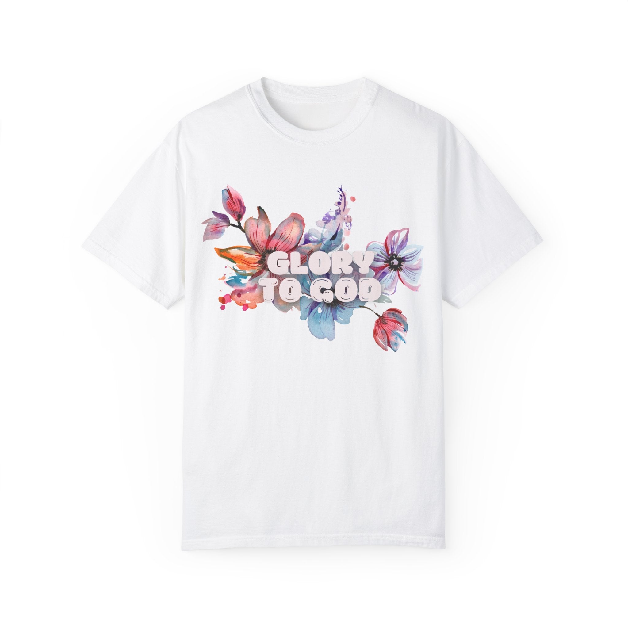 Collection of Glory to God Floral T-Shirt - Unisex Garment-Dyed Tee in a gallery layout