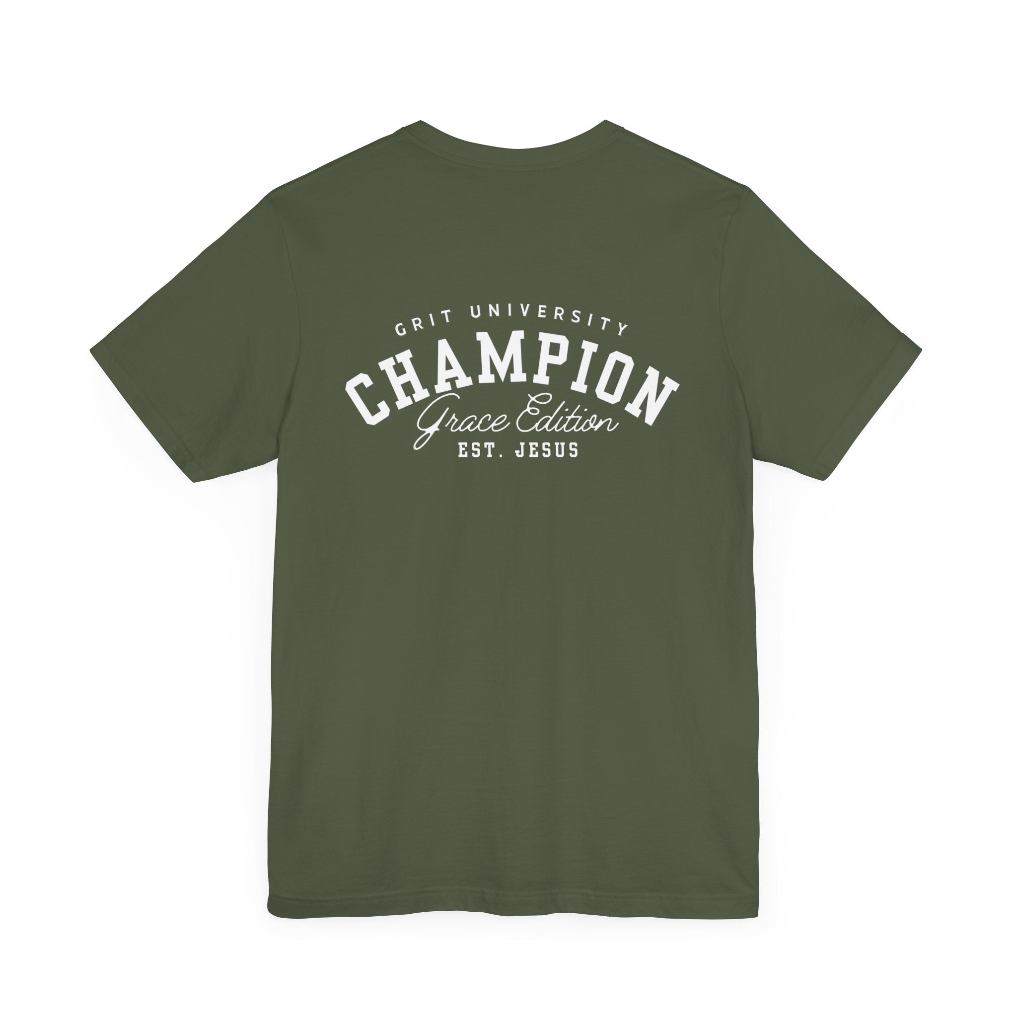 Collection of Champion Spirit Unisex Tee, Motivational T-Shirt for Everyday Wear, Ideal for College Students, Athletes, Gift for Graduates in a gallery layout