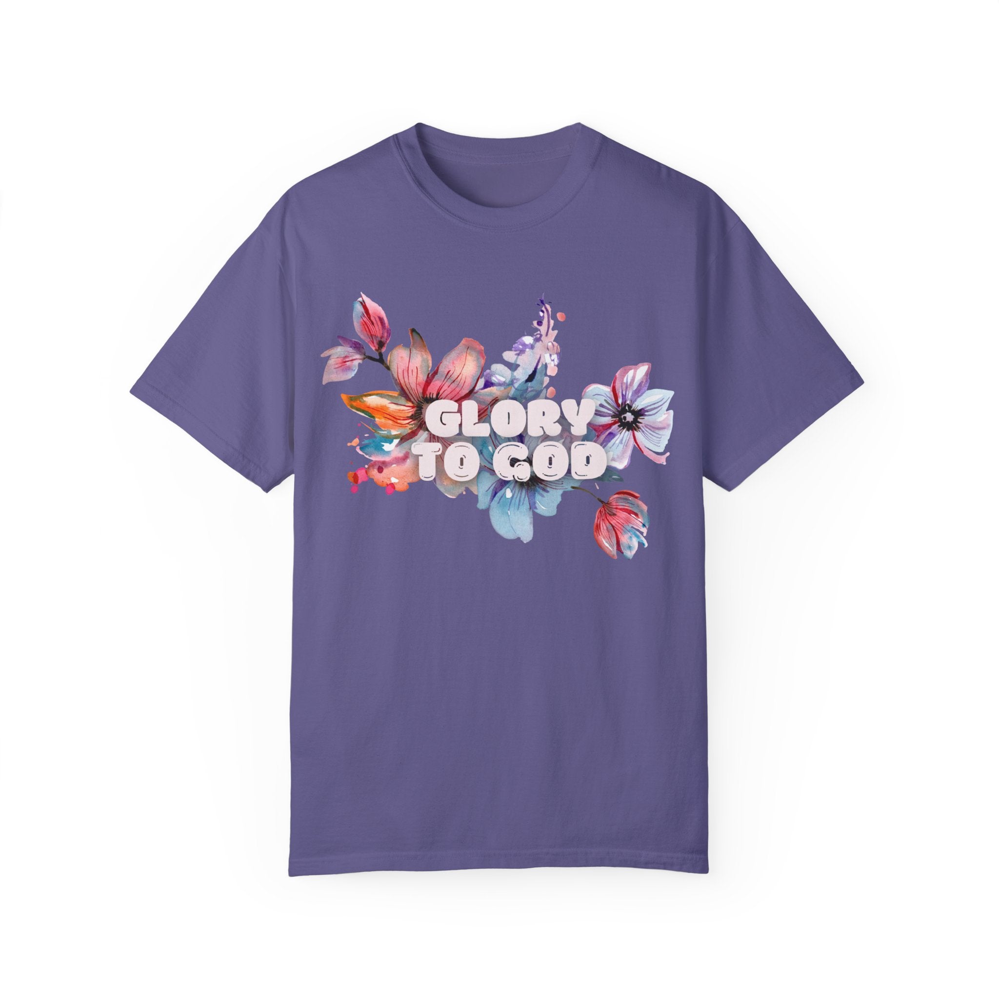 Collection of Glory to God Floral T-Shirt - Unisex Garment-Dyed Tee in a gallery layout