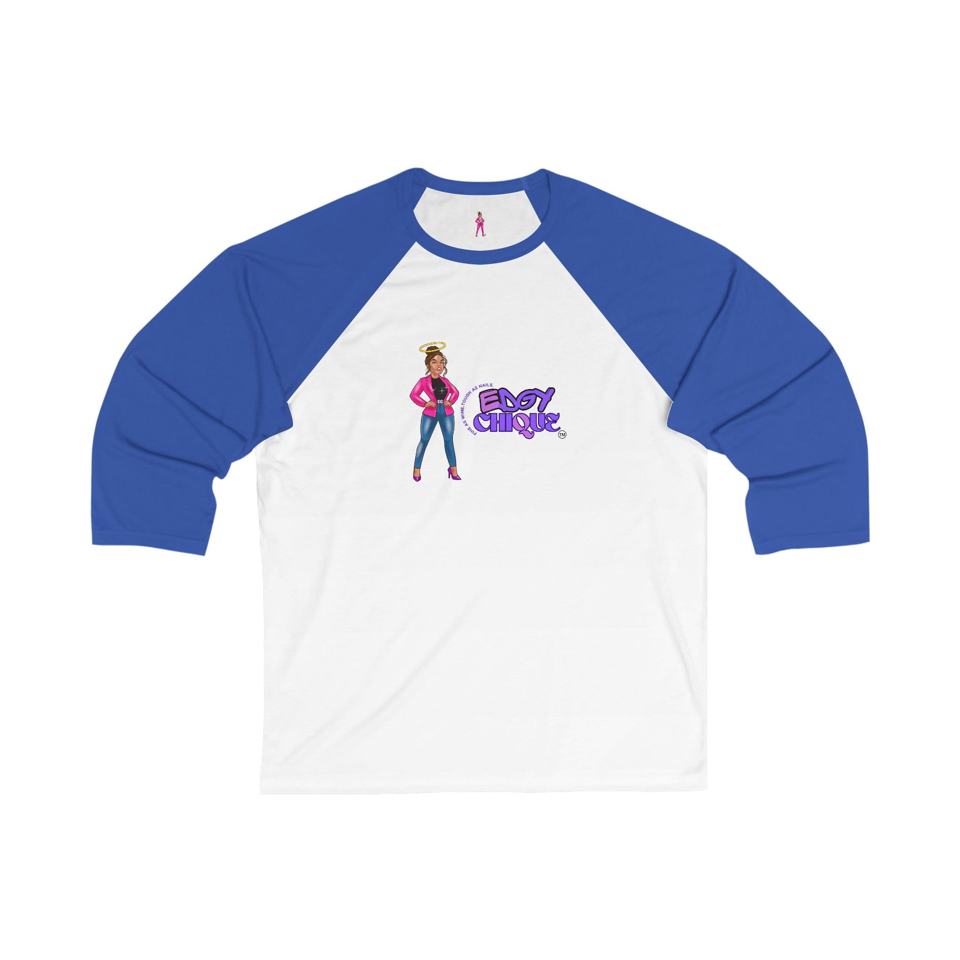 Edgy Chic 3/4 Sleeve Baseball Tee - Fashionable Chic Design for Casual Outings