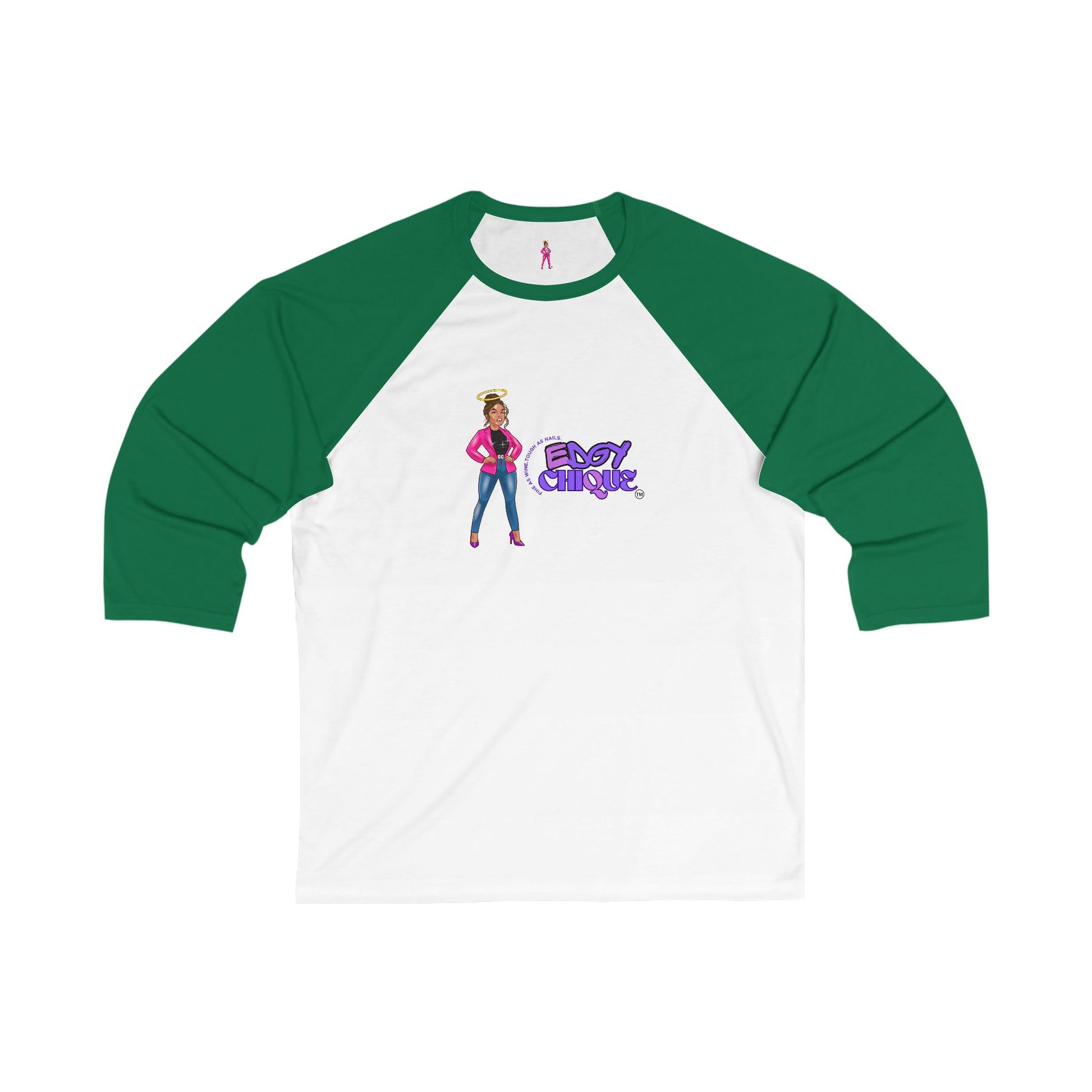 Edgy Chic 3/4 Sleeve Baseball Tee - Fashionable Chic Design for Casual Outings