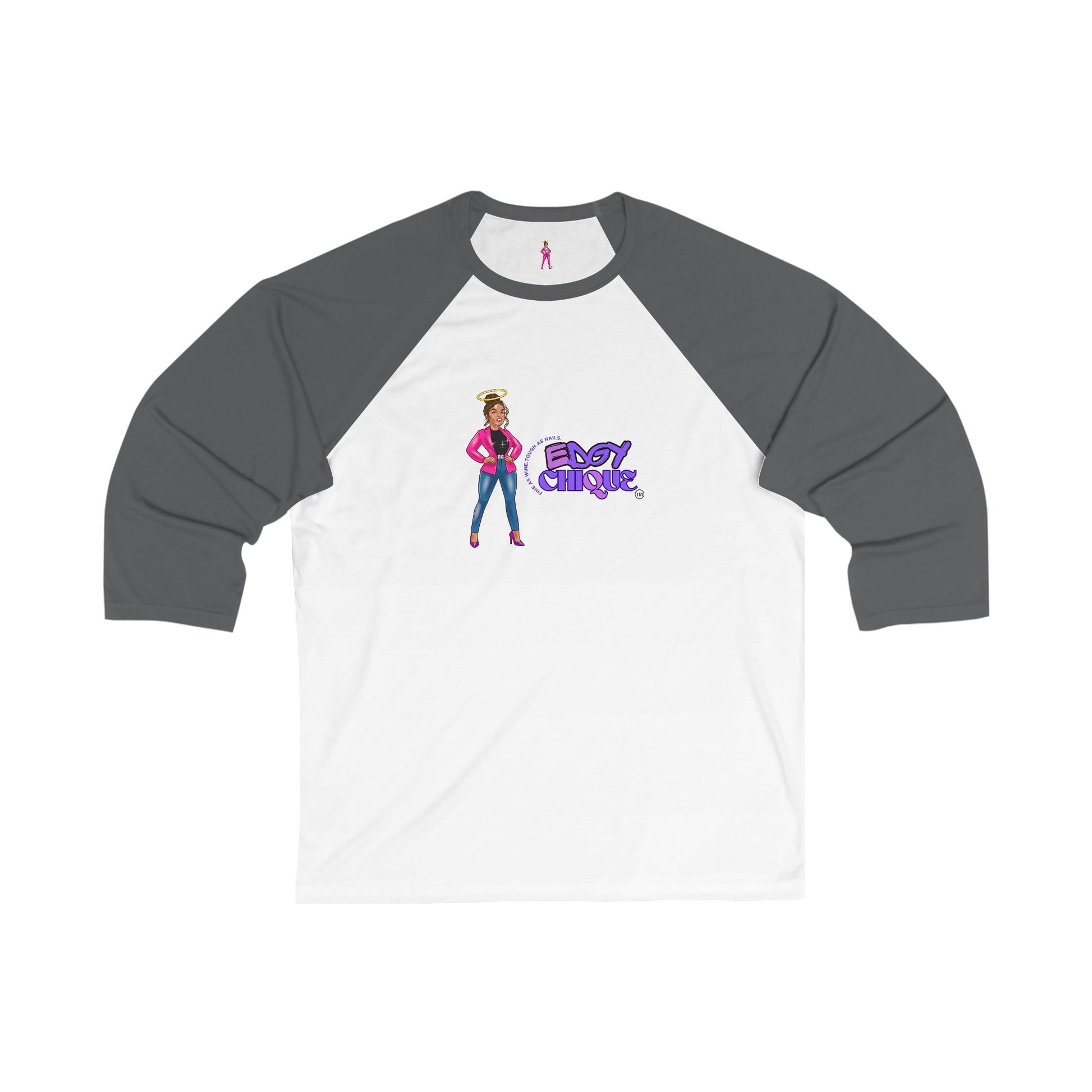 Edgy Chic 3/4 Sleeve Baseball Tee - Fashionable Chic Design for Casual Outings