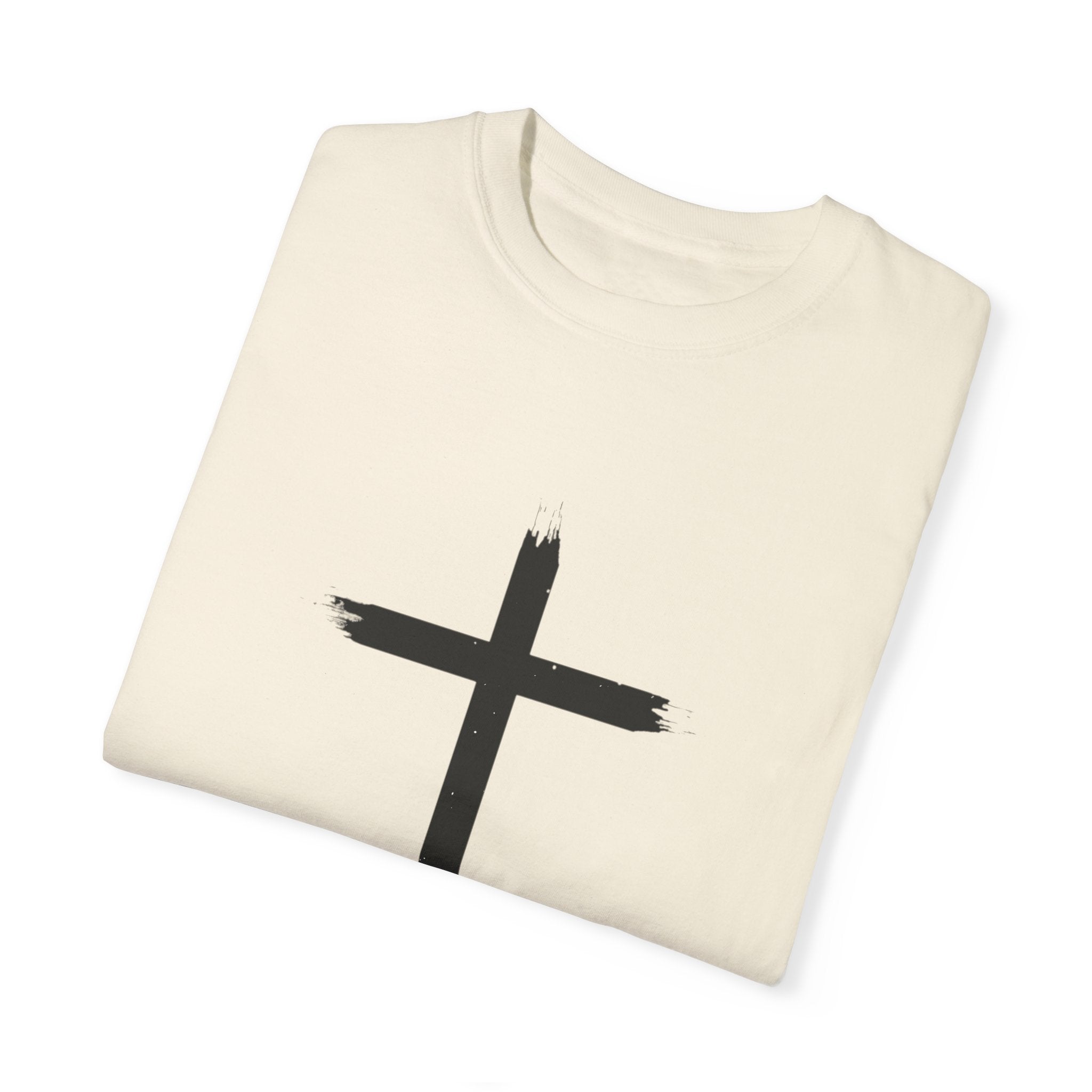 Collection of Unisex Garment-Dyed T-Shirt with Cross Design - Faith-Inspired Apparel in a gallery layout