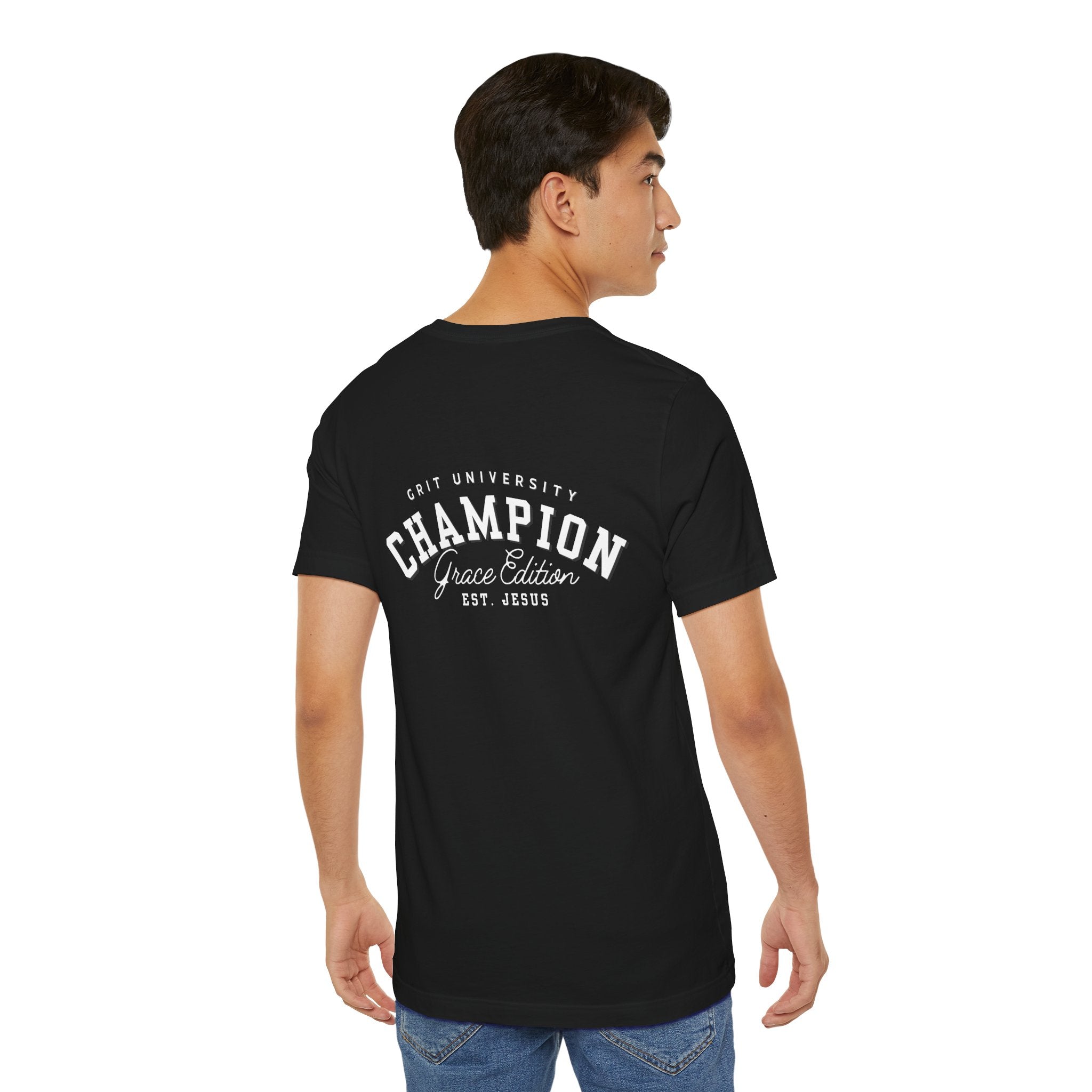 Collection of Champion Spirit Unisex Tee, Motivational T-Shirt for Everyday Wear, Ideal for College Students, Athletes, Gift for Graduates in a gallery layout