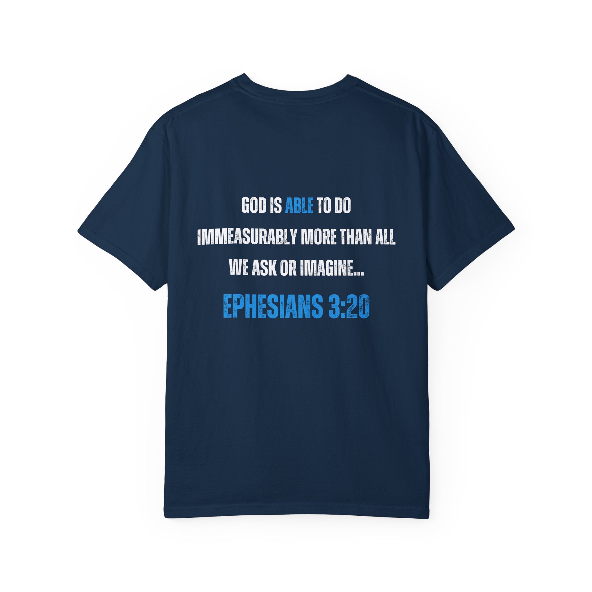 Collection of Inspirational Unisex T-Shirt - 'God Is Able' with Ephesians 3:20 Message in a gallery layout