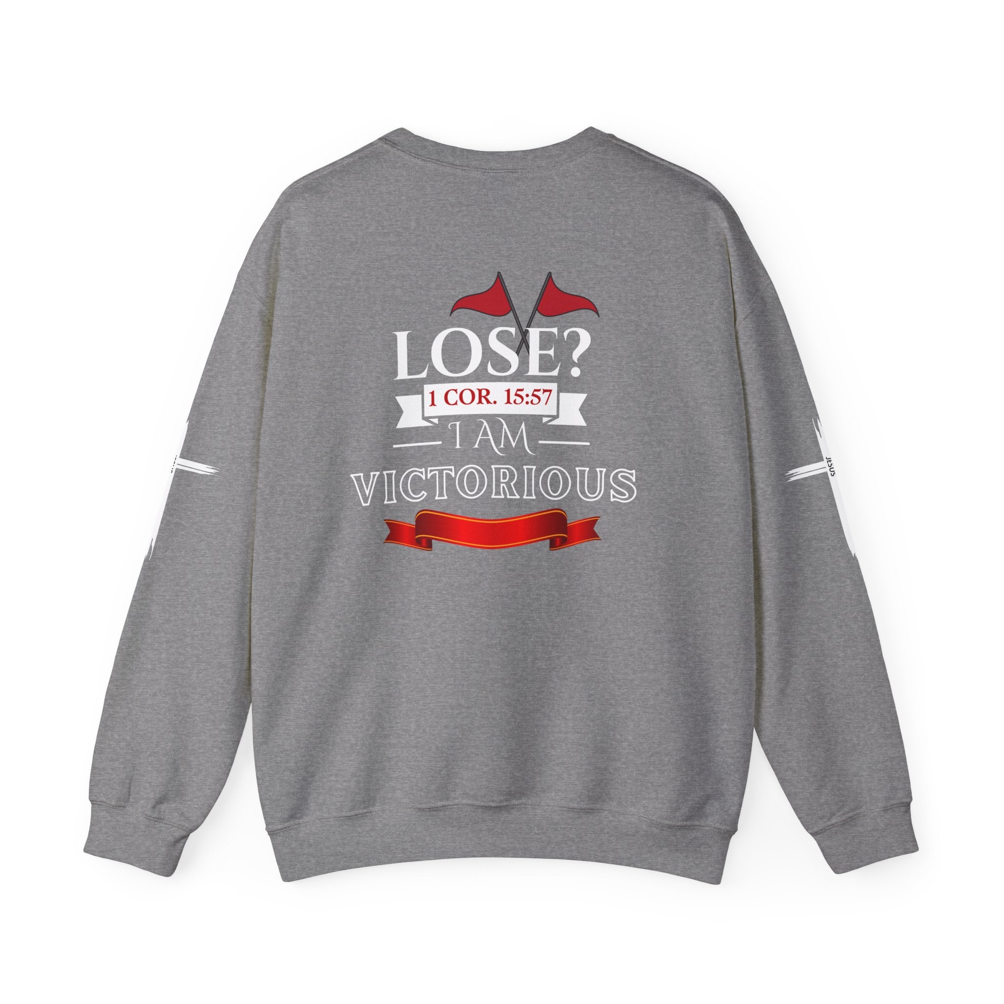 Collection of Inspirational Crewneck Sweatshirt - I AM VICTORIOUS 1 COR. 15:57 | Faith & Victory Apparel in a gallery layout