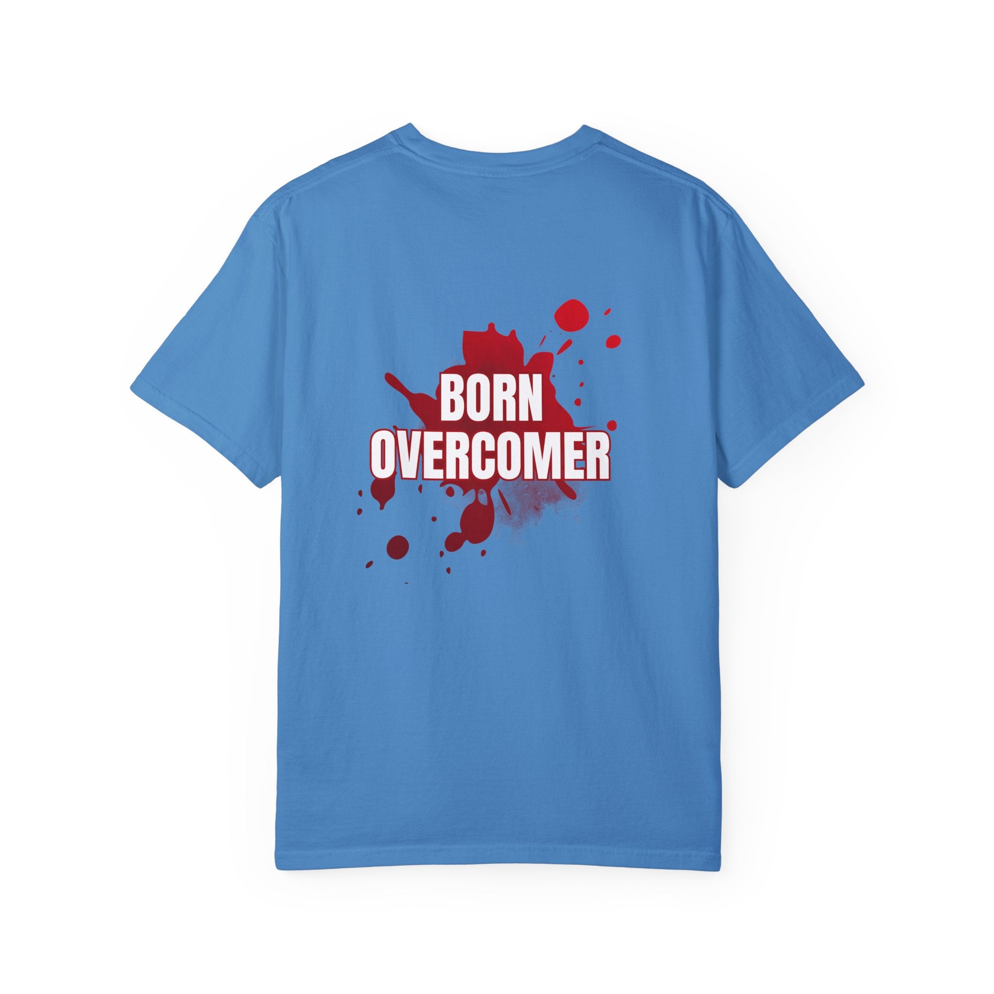 Collection of Born Overcomer Unisex Garment-Dyed T-shirt - Inspirational Tee for Motivated Individuals in a gallery layout