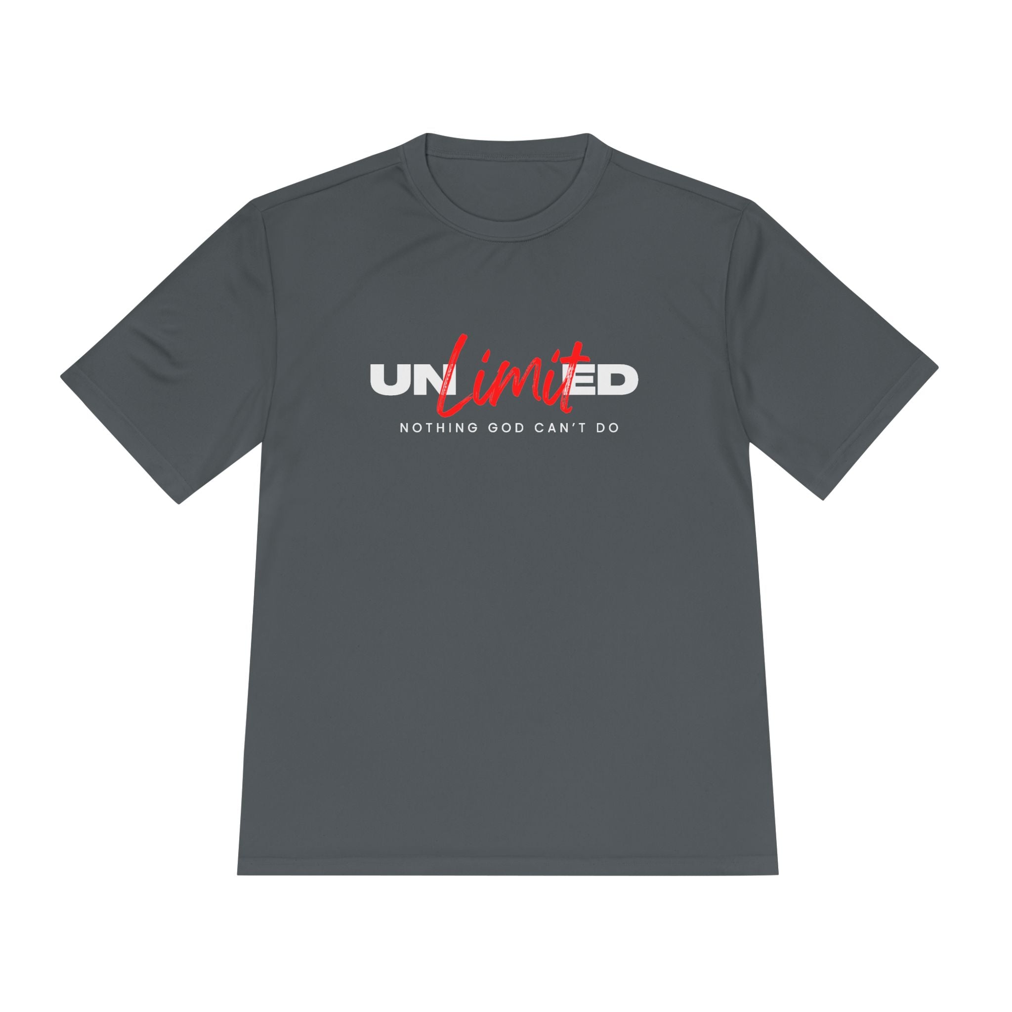 Collection of Unisex Moisture Wicking Tee - 'Unlimited' Inspirational Sportswear in a gallery layout