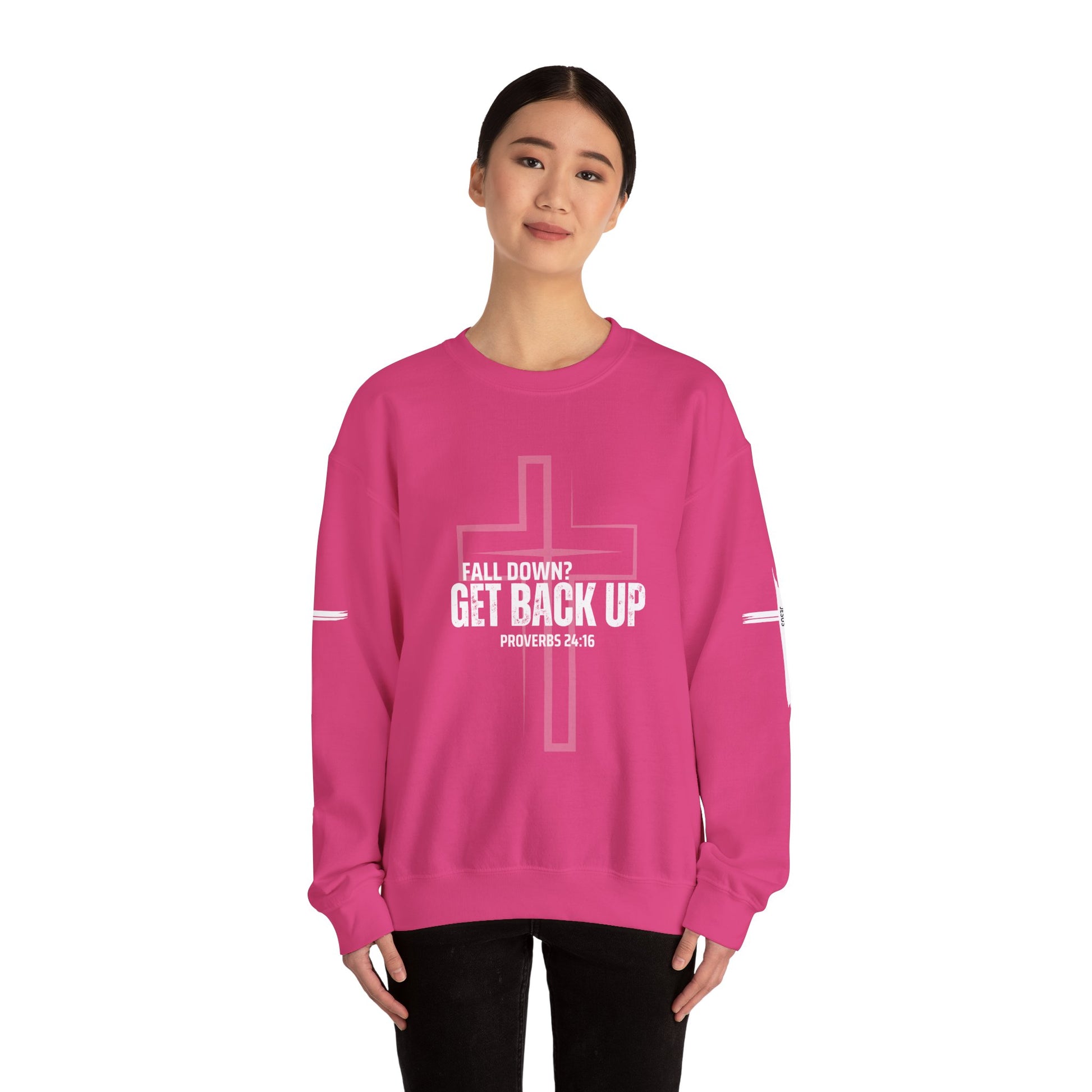 Inspirational Crewneck Sweatshirt - 'Get Back Up' Proverbs 24:16