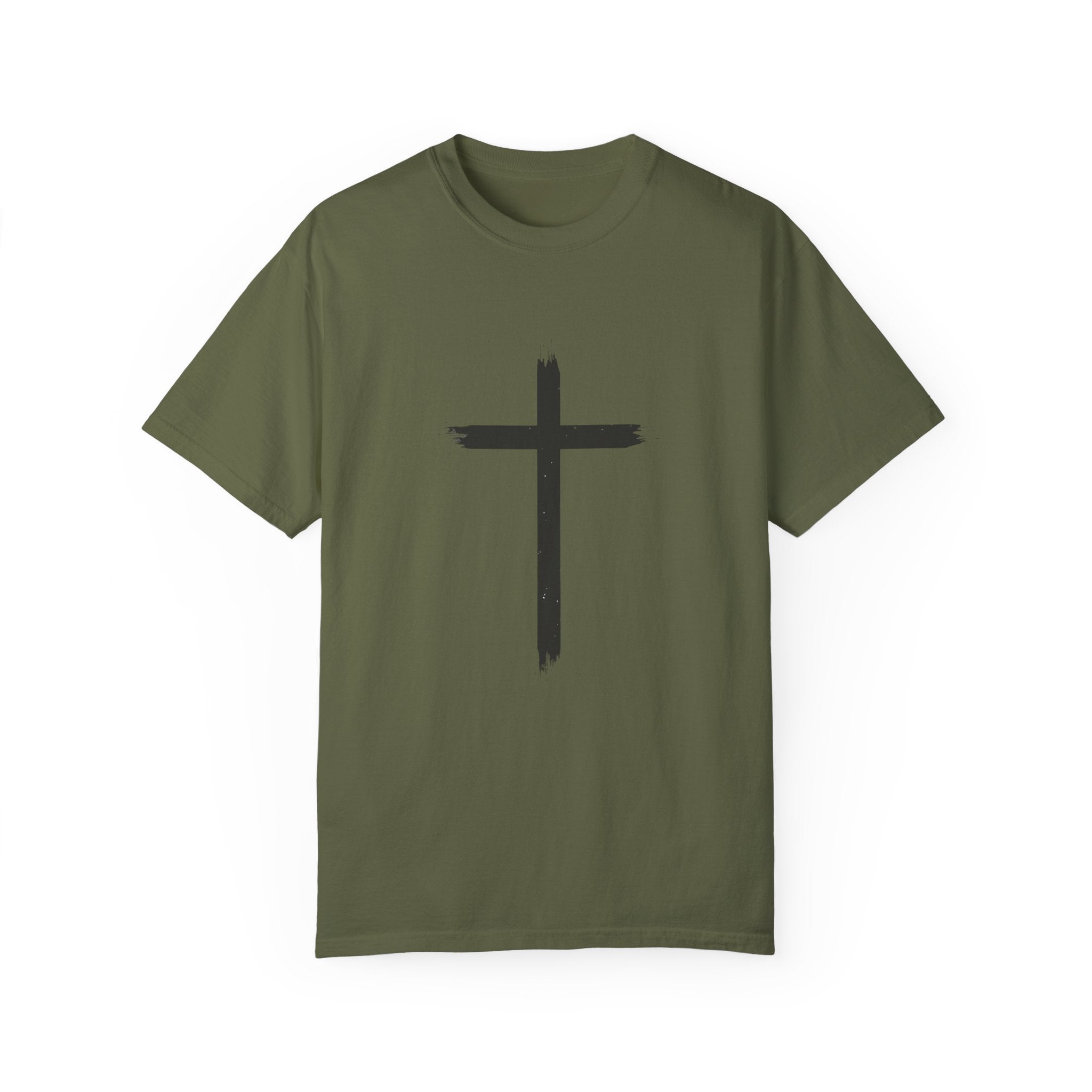 Collection of Unisex Garment-Dyed T-Shirt with Cross Design - Faith-Inspired Apparel in a gallery layout