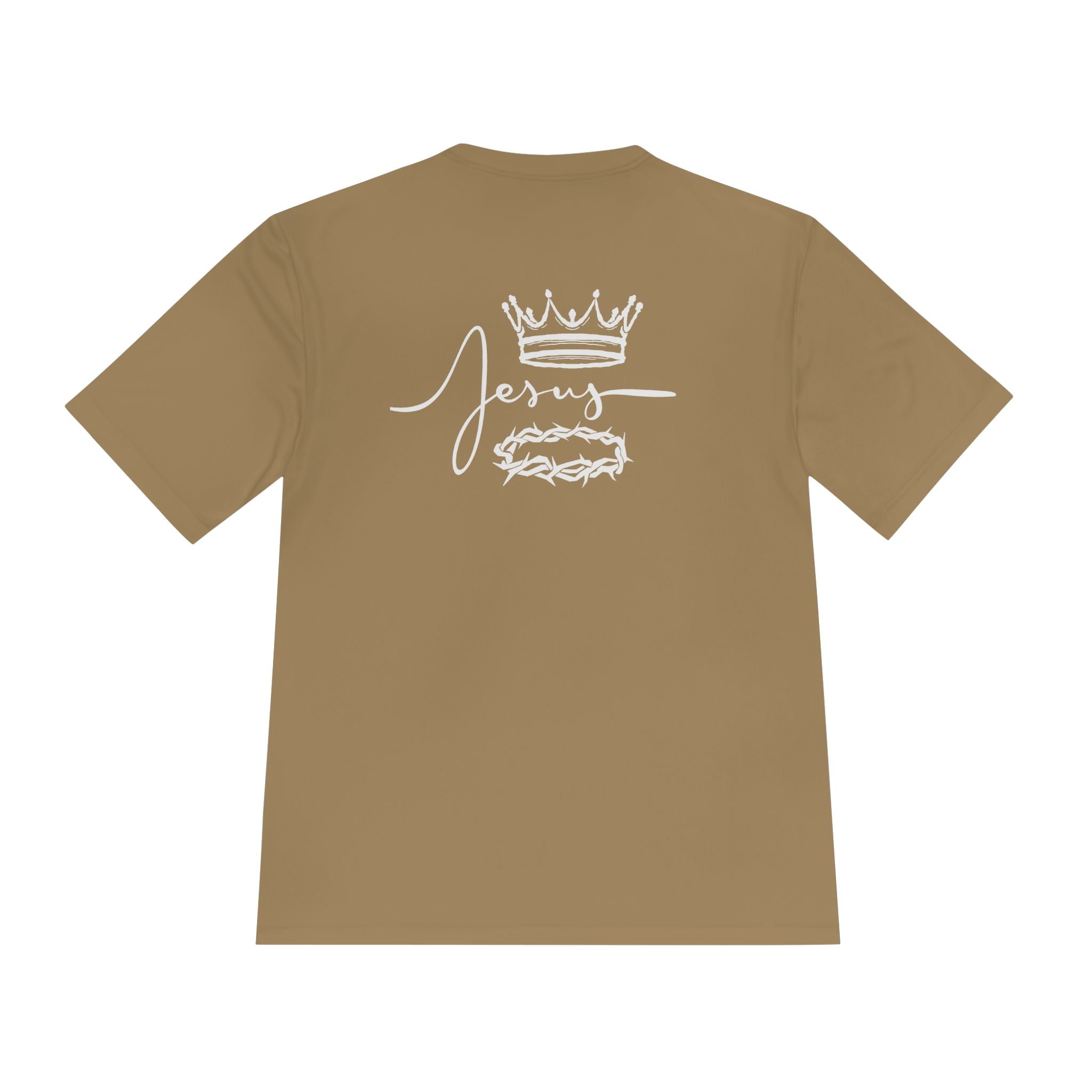 Collection of Faith-Inspired Unisex Moisture Wicking Tee - 'Jesus' Crown Design in a gallery layout