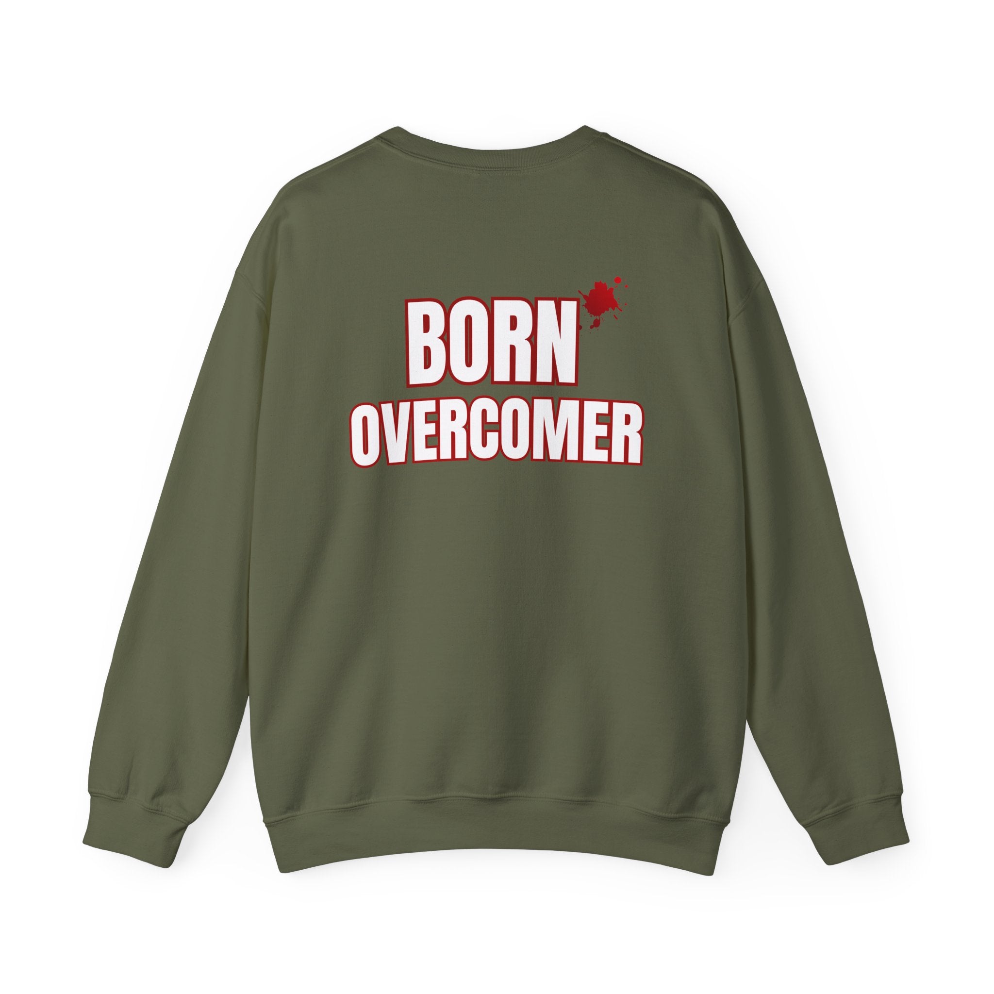 Collection of Born Overcomer Unisex Heavy Crewneck Sweatshirt - Motivational Casual Wear in a gallery layout